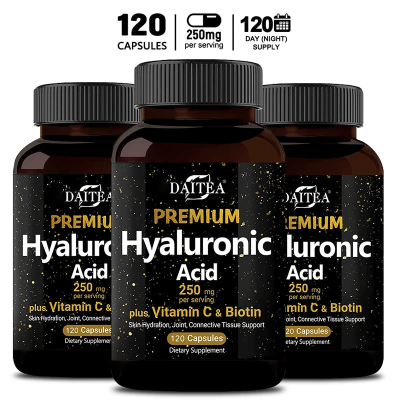 Premium Hyaluronic Acid  Supplement | Contains Vitamin C and Biotin, Skin Moisturizing, Maintain Joint Health, Promote Hair Growth