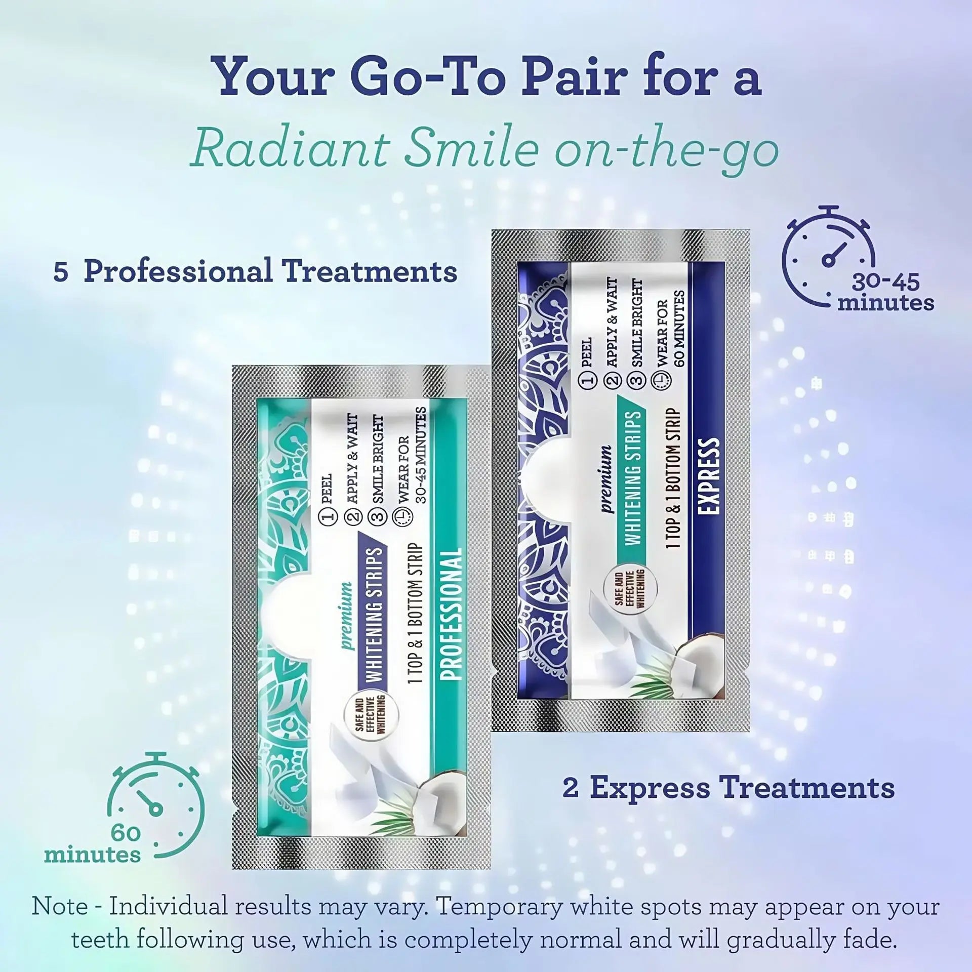 Whitening Strips, 7-day treatment (7 Packets - 2 Strips per pack)- Enamel-Safe Strips for Sensitive Teeth - Non-Slip, Dry Strip